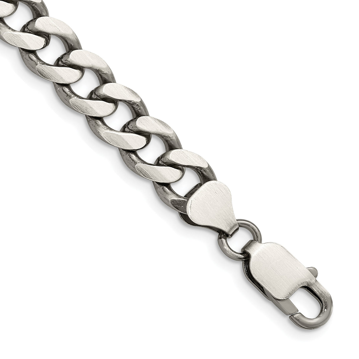 925 White Gold 8.3 mm Curb Chain Bracelet, Solid shown for scale