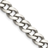 925 White Gold 8.3 mm Curb Chain Necklace, Solid detail view