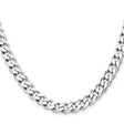 925 White Gold 8.3 mm Curb Chain Necklace, Polished