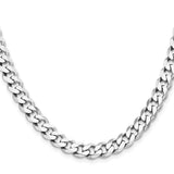 925 White Gold 8.3 mm Curb Chain Necklace, Polished