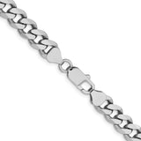 925 White Gold 8.3 mm Curb Chain Necklace, Polished alternate angle