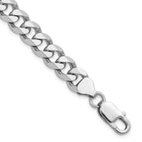925 White Gold 8.3 mm Curb Chain Bracelet, Polished shown for scale