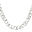 925 White Gold 9.3 mm Curb Chain Necklace, Polished