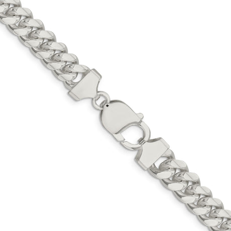 925 White Gold 9.3 mm Curb Chain Necklace, Polished alternate angle