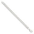 925 White Gold 9.3 mm Curb Chain Anklet, Polished