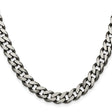 925 White Gold 9.3 mm Curb Chain Necklace, Solid