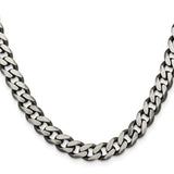 925 White Gold 9.3 mm Curb Chain Necklace, Solid