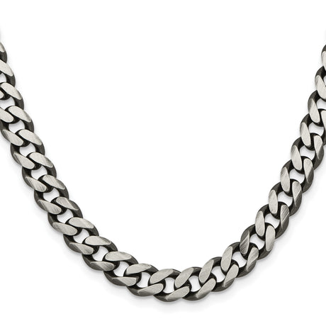 925 White Gold 9.3 mm Curb Chain Necklace, Solid