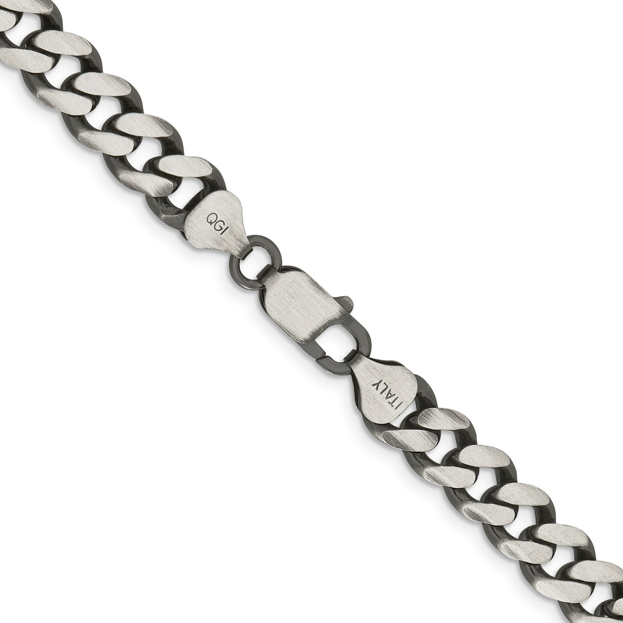 925 White Gold 9.3 mm Curb Chain Necklace, Solid alternate angle
