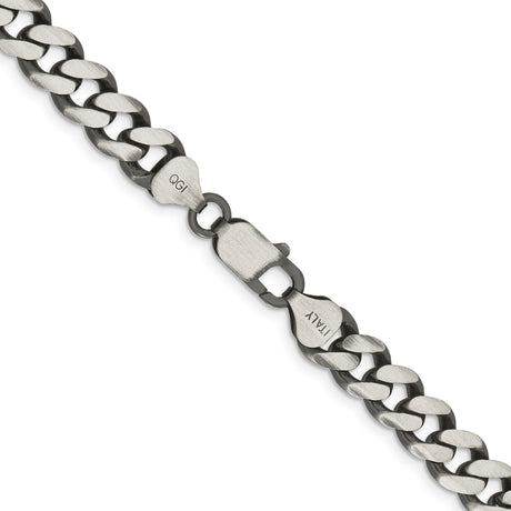 925 White Gold 9.3 mm Curb Chain Necklace, Solid alternate angle
