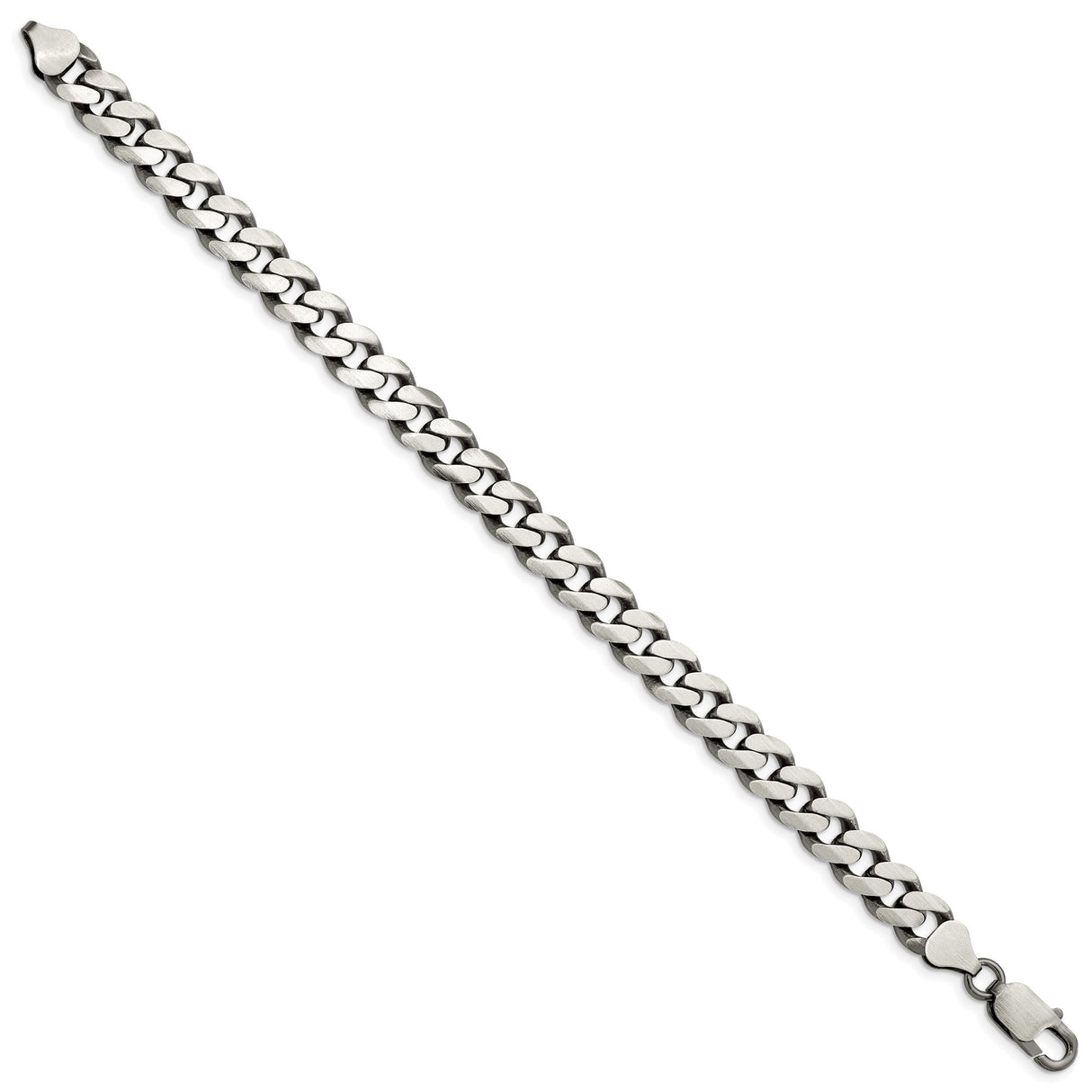 925 White Gold 9.3 mm Curb Chain Anklet, Solid