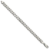 925 White Gold 9.3 mm Curb Chain Anklet, Solid