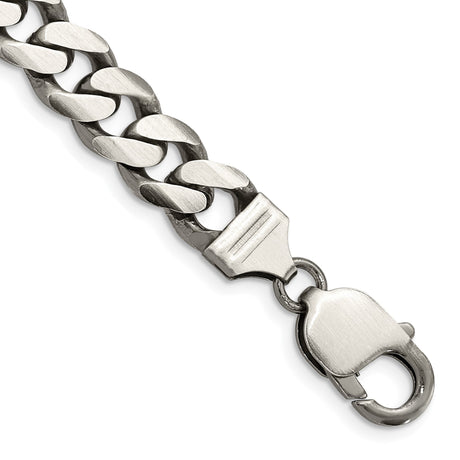 925 White Gold 9.3 mm Curb Chain Anklet, Solid shown for scale
