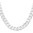 925 White Gold 9.3 mm Curb Chain Necklace, Polished