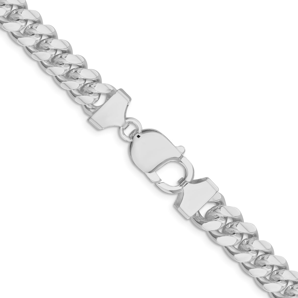 925 White Gold 9.3 mm Curb Chain Necklace, Polished alternate angle