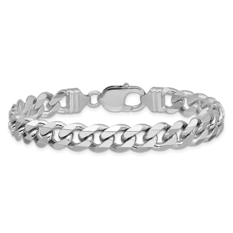 925 White Gold 9.3 mm Curb Chain Bracelet, Polished alternate angle