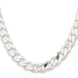 925 White Gold 11 mm Curb Chain Necklace, Polished