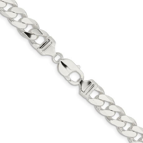 925 White Gold 11 mm Curb Chain Necklace, Polished alternate angle