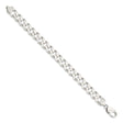 925 White Gold 11 mm Curb Chain Anklet, Polished