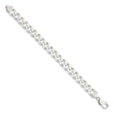 925 White Gold 11 mm Curb Chain Bracelet, Polished
