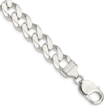 925 White Gold 11 mm Curb Chain Anklet, Polished shown for scale