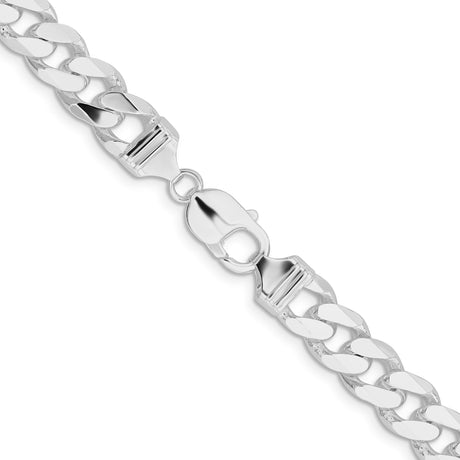 925 White Gold 11 mm Curb Chain Necklace, Polished alternate angle