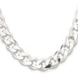 925 White Gold 13 mm Curb Chain Necklace, Polished