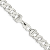 925 White Gold 13 mm Curb Chain Necklace, Polished alternate angle