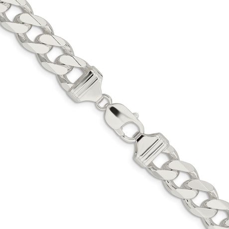 925 White Gold 13 mm Curb Chain Necklace, Polished alternate angle