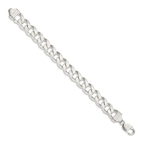 925 White Gold 13 mm Curb Chain Anklet, Polished