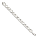 925 White Gold 13 mm Curb Chain Bracelet, Polished