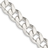 925 White Gold 13 mm Curb Chain Necklace, Polished detail view