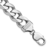 925 White Gold 13 mm Curb Chain Anklet, Polished shown for scale