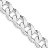 925 White Gold 13 mm Curb Chain Necklace, Polished detail view