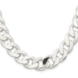 925 White Gold 14.5 mm Curb Chain Necklace, Polished