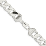 925 White Gold 14.5 mm Curb Chain Necklace, Polished alternate angle