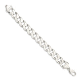 925 White Gold 14.5 mm Curb Chain Anklet, Polished