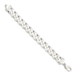 925 White Gold 14.5 mm Curb Chain Bracelet, Polished