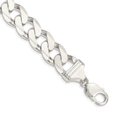 925 White Gold 14.5 mm Curb Chain Anklet, Polished shown for scale