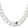 925 White Gold 14.5 mm Curb Chain Necklace, Polished