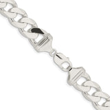 925 White Gold 14.5 mm Curb Chain Necklace, Polished alternate angle