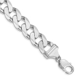 925 White Gold 14.5 mm Curb Chain Anklet, Polished shown for scale