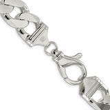 925 White Gold 16.25 mm Curb Chain Necklace, Polished alternate angle