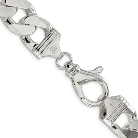 925 White Gold 16.25 mm Curb Chain Necklace, Polished alternate angle