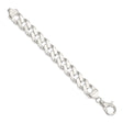 925 White Gold 16.25 mm Curb Chain Anklet, Polished