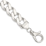 925 White Gold 16.25 mm Curb Chain Anklet, Polished shown for scale