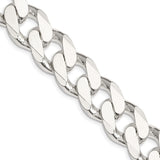 925 White Gold 16.25 mm Curb Chain Necklace, Polished detail view