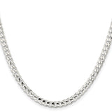 925 White Gold 4.5 mm Curb Chain Necklace, Polished