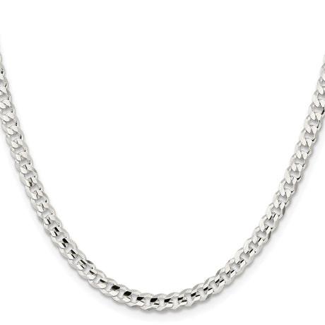925 White Gold 4.5 mm Curb Chain Necklace, Polished