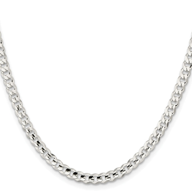 925 White Gold 4.5 mm Curb Chain Necklace, Polished